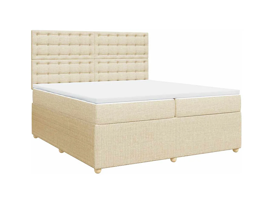 Sommier à lattes de lit avec matelas Crème 200x200 cm Tissu