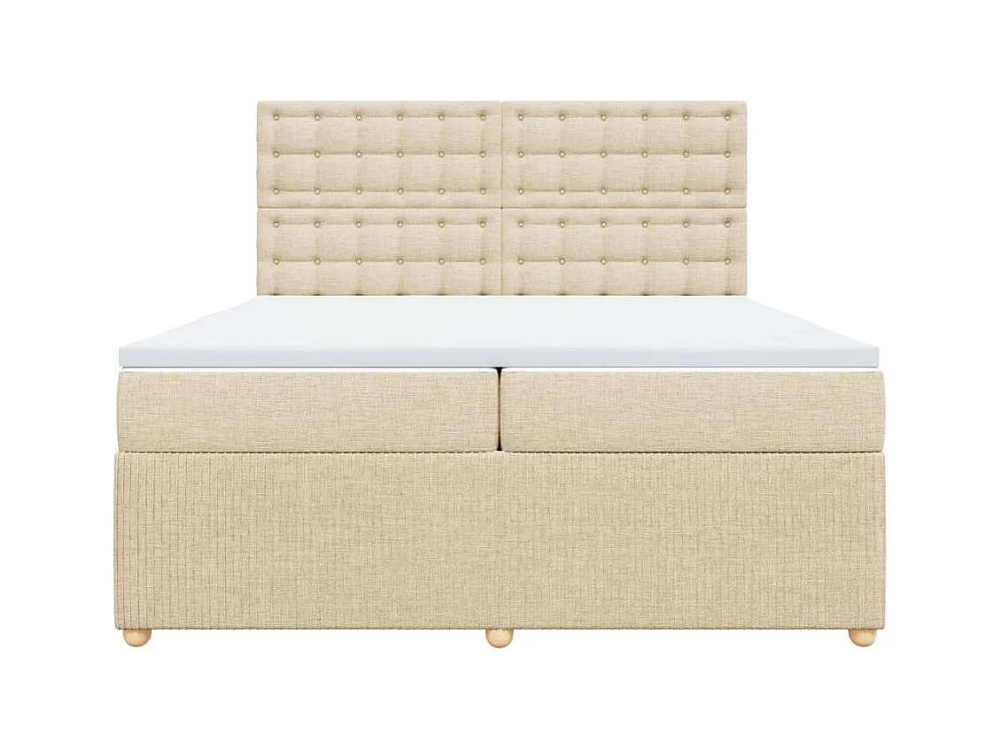 Sommier à lattes de lit avec matelas Crème 200x200 cm Tissu