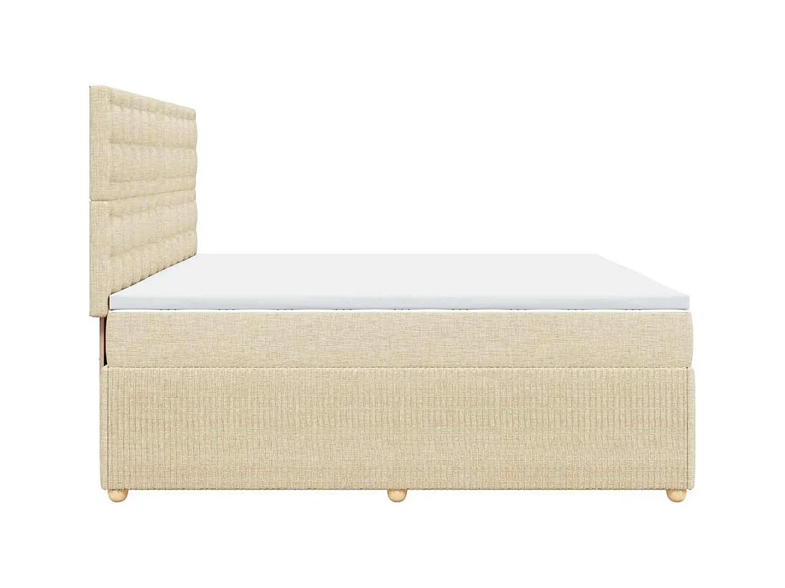 Sommier à lattes de lit avec matelas Crème 200x200 cm Tissu