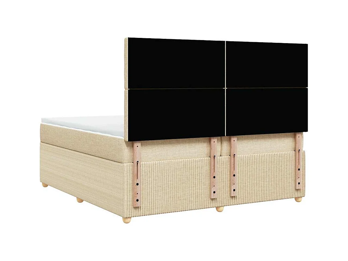 Sommier à lattes de lit avec matelas Crème 200x200 cm Tissu