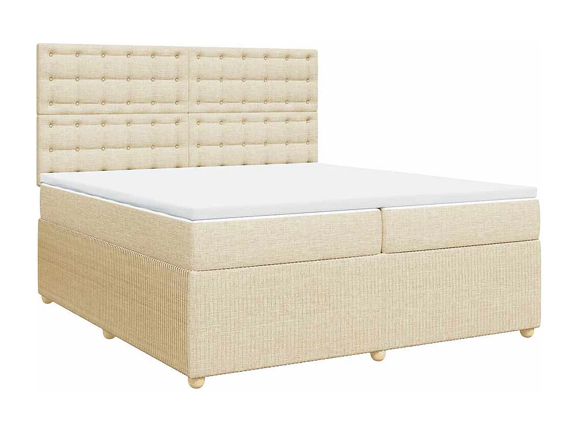 Boxspring met matras stof crèmekleurig 200x200 cm