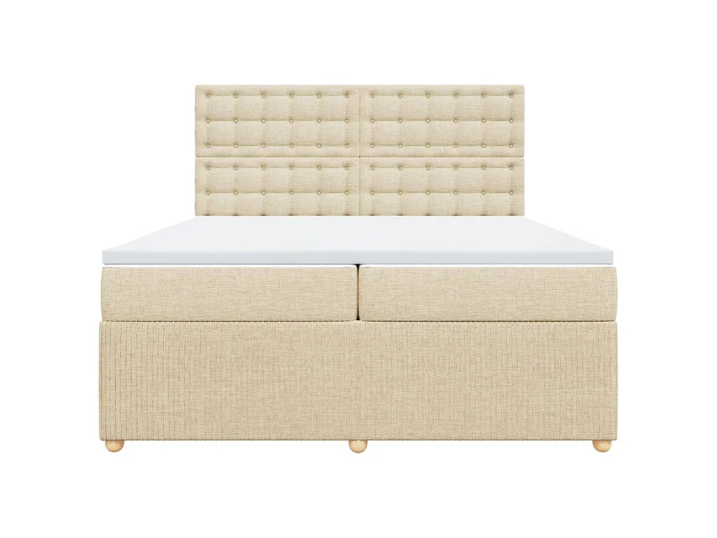 Cama box spring con colchón tela color crema 200x200 cm