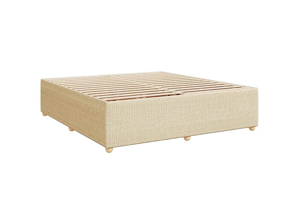 Cama box spring con colchón tela color crema 200x200 cm