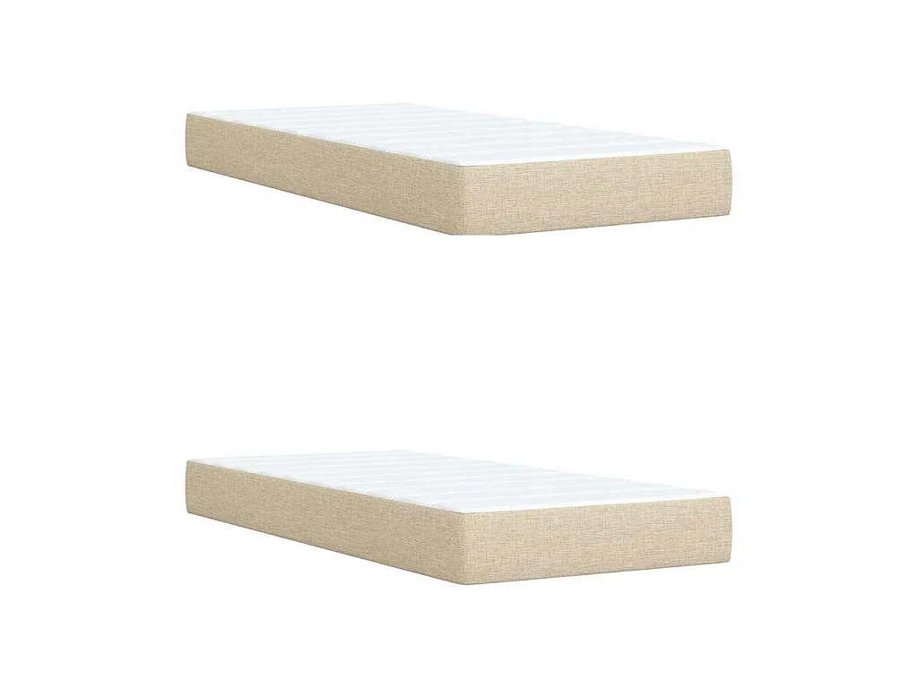 Cama box spring con colchón tela color crema 200x200 cm