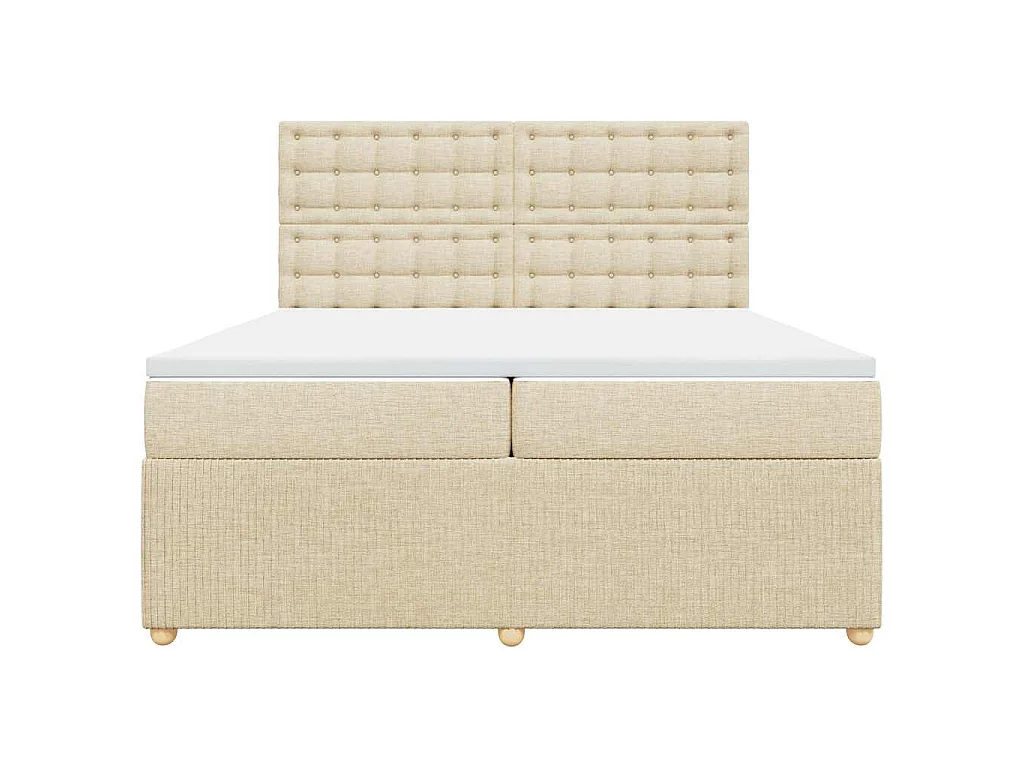 Boxspring met matras stof crèmekleurig 200x200 cm