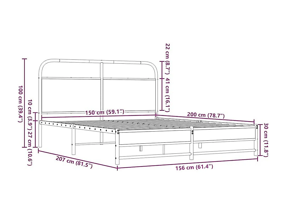 Bedframe zonder matras bewerkt hout bruin eikenkleur 150x200 cm