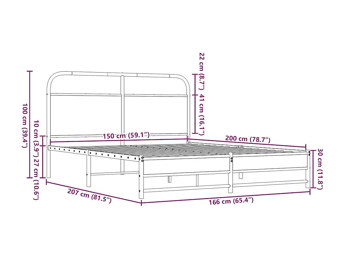 Cadre de lit sans matelas 150x200 cm chêne marron