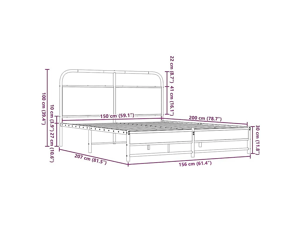 Cadre de lit sans matelas 150x200 cm chêne marron