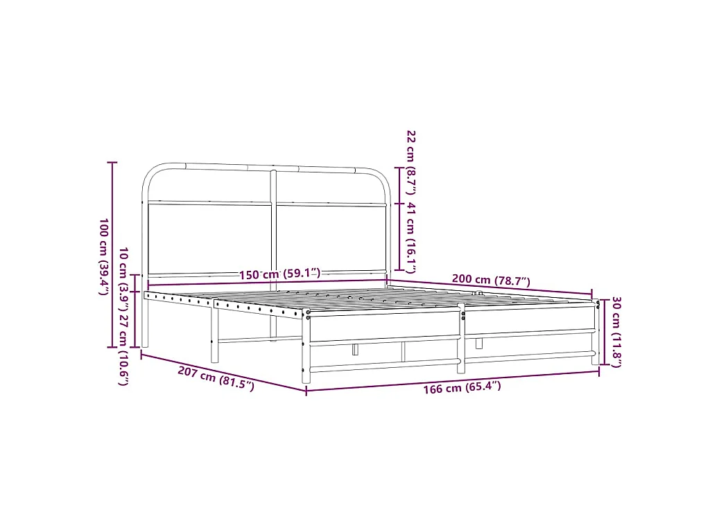 Cadre de lit sans matelas 150x200 cm chêne marron
