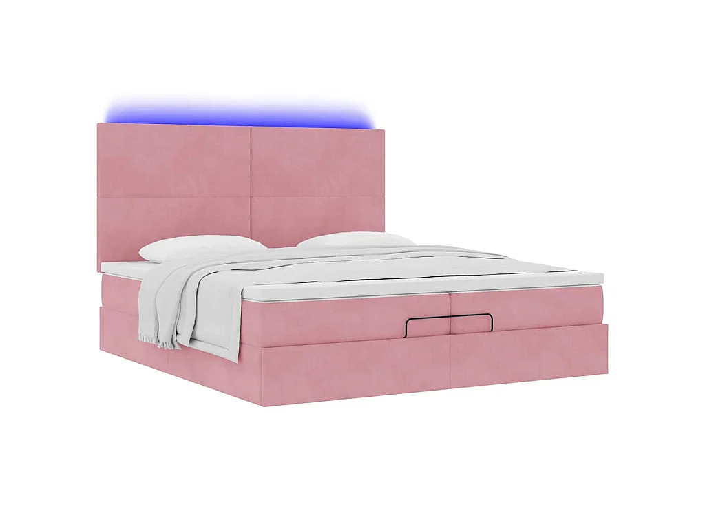 Ottoman bed met matrassen en LED's 200x200cm fluweel roze