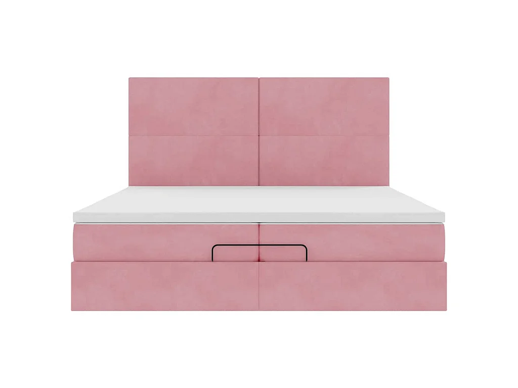 Ottoman bed met matrassen en LED's 200x200cm fluweel roze