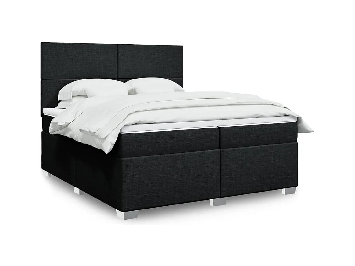 Giroletto a Molle con Materasso Nero 200x200 cm in Tessuto