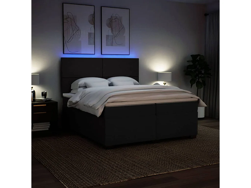 Boxspringbett mit Matratze Schwarz 200x200 cm Stoff