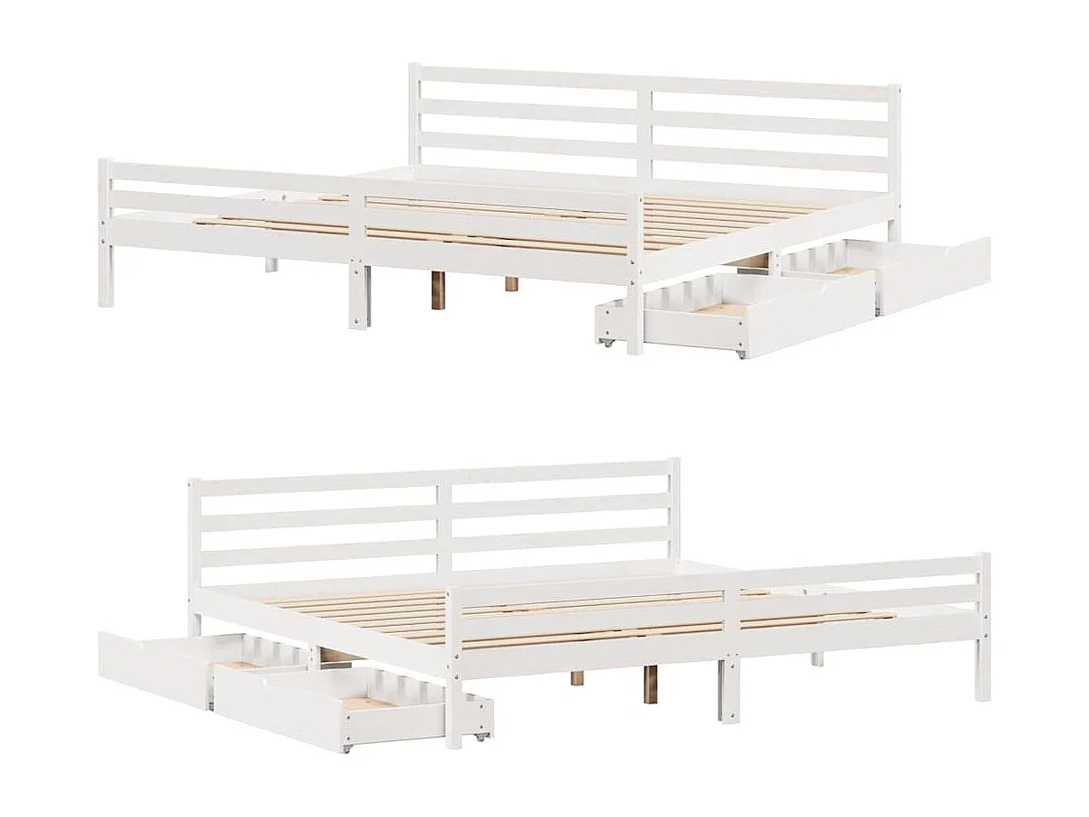 Cadre de lit sans matelas blanc 200x200 cm bois massif de pin