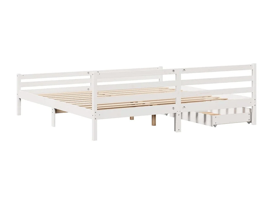 Cadre de lit sans matelas blanc 200x200 cm bois massif de pin