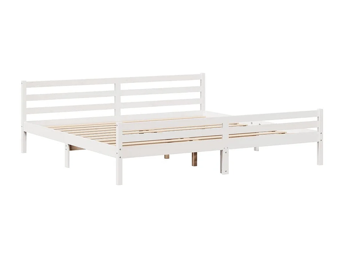 Cadre de lit sans matelas blanc 200x200 cm bois massif de pin