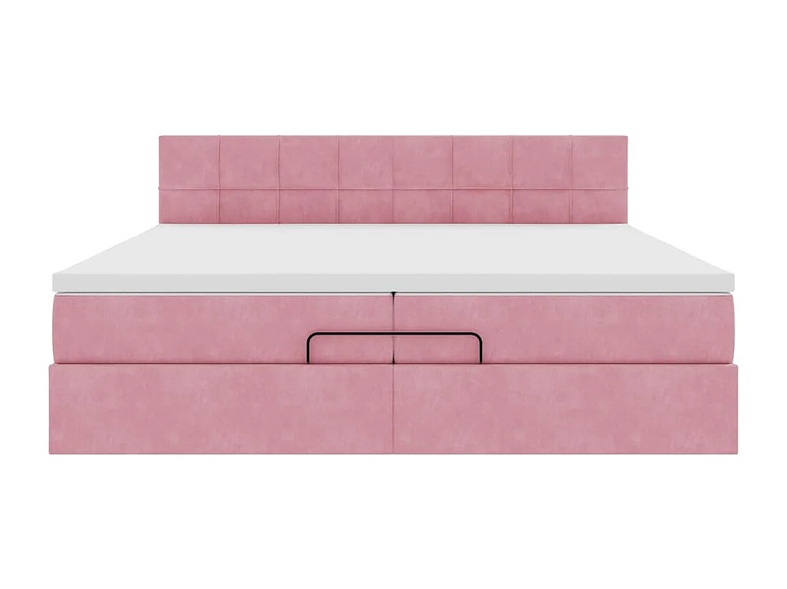 Estrutura de cama otomana com colchão 200x200 cm veludo rosa