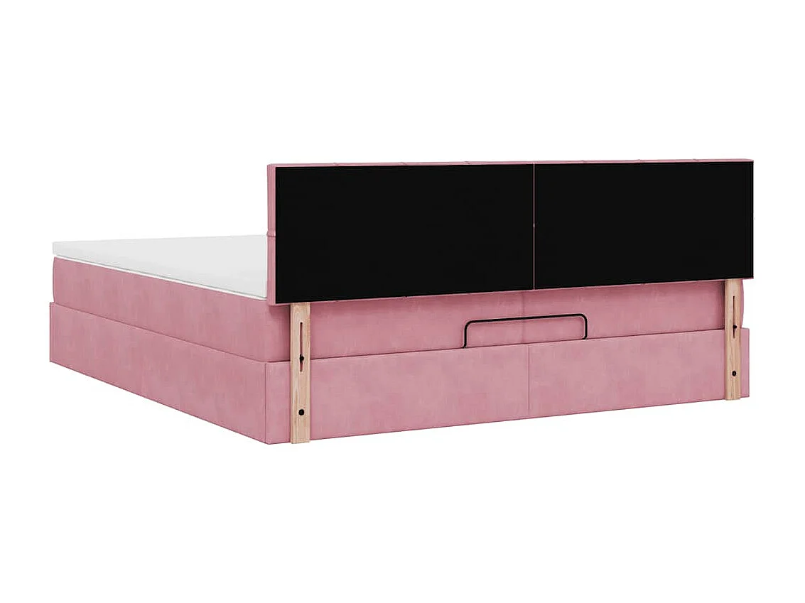 Struttura Letto Pouf con Materasso Rosa 200x200 cm Velluto