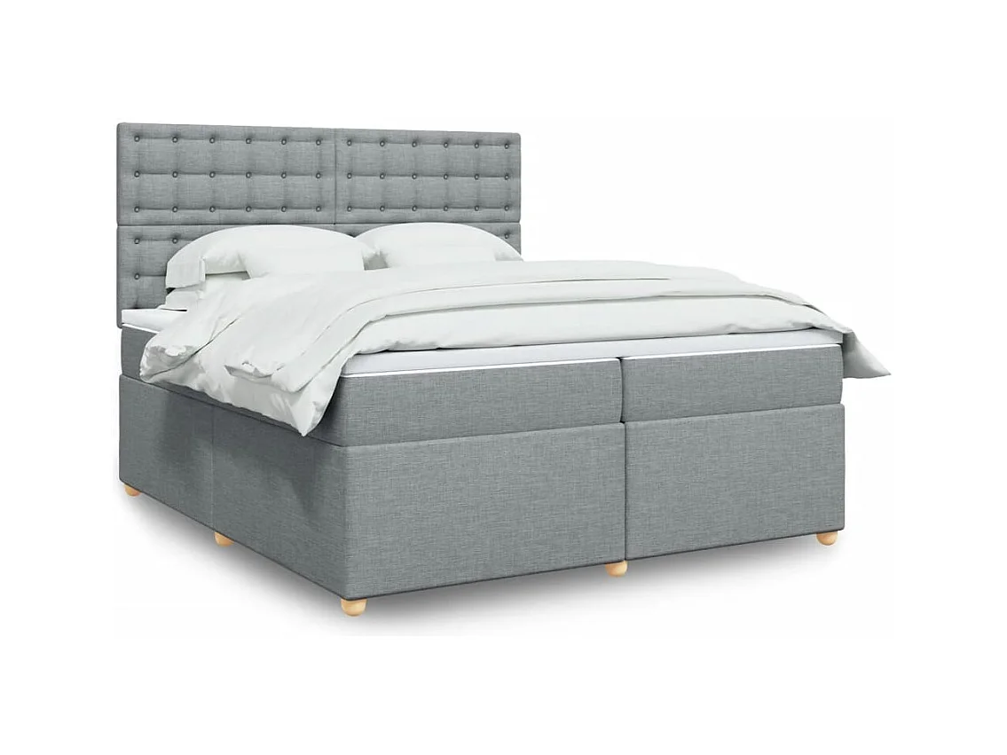 Boxspringbett mit Matratze Hellgrau 200x200 cm Stoff