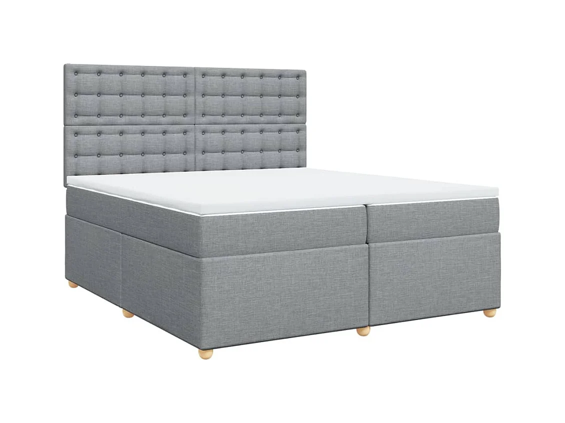 Boxspringbett mit Matratze Hellgrau 200x200 cm Stoff