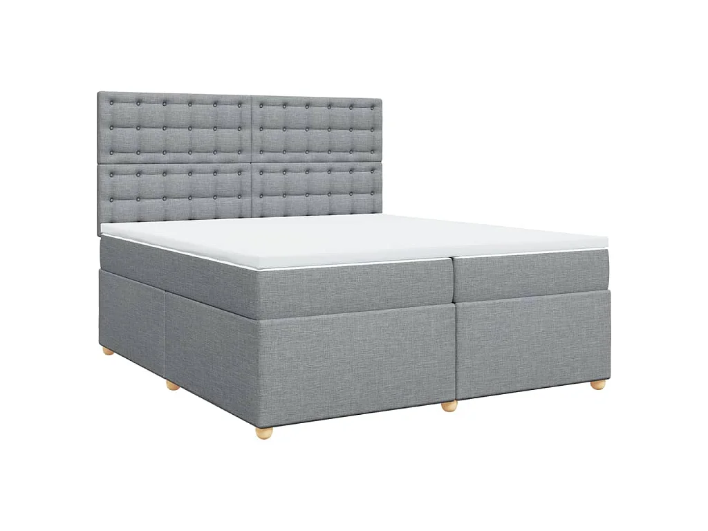 Cama com molas/colchão 200x200 cm tecido cinza-claro