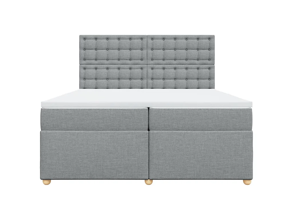Cama com molas/colchão 200x200 cm tecido cinza-claro
