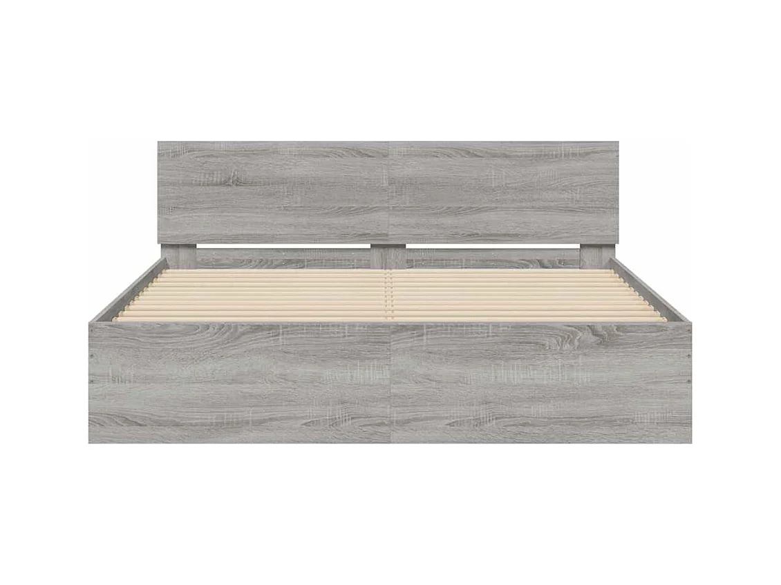 Bedframe met hoofdeinde en LED grijs sonoma eiken 150x200 cm