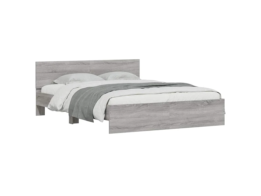 Giroletto con Testiera e LED Grigio Sonoma 150x200 cm