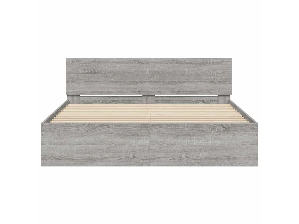 Giroletto con Testiera e LED Grigio Sonoma 150x200 cm