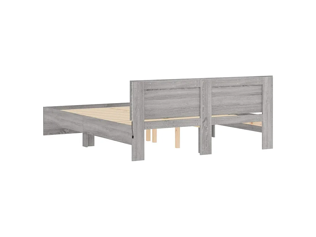 Giroletto con Testiera e LED Grigio Sonoma 150x200 cm