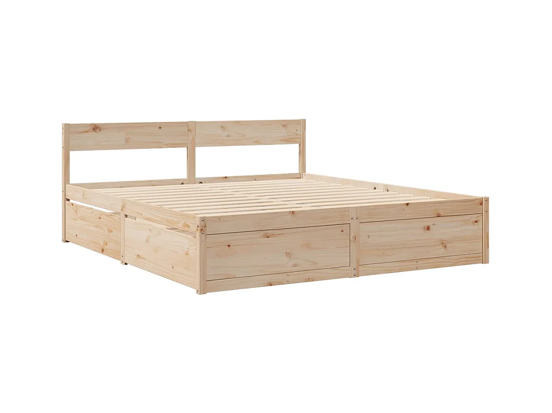 Bed met lades en matras massief grenenhout 200x200 cm