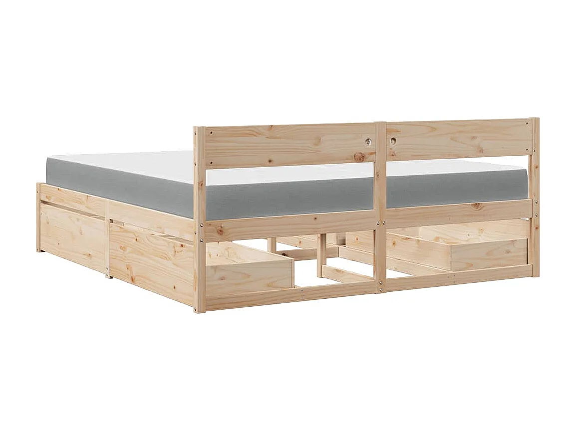 Bed met lades en matras massief grenenhout 200x200 cm