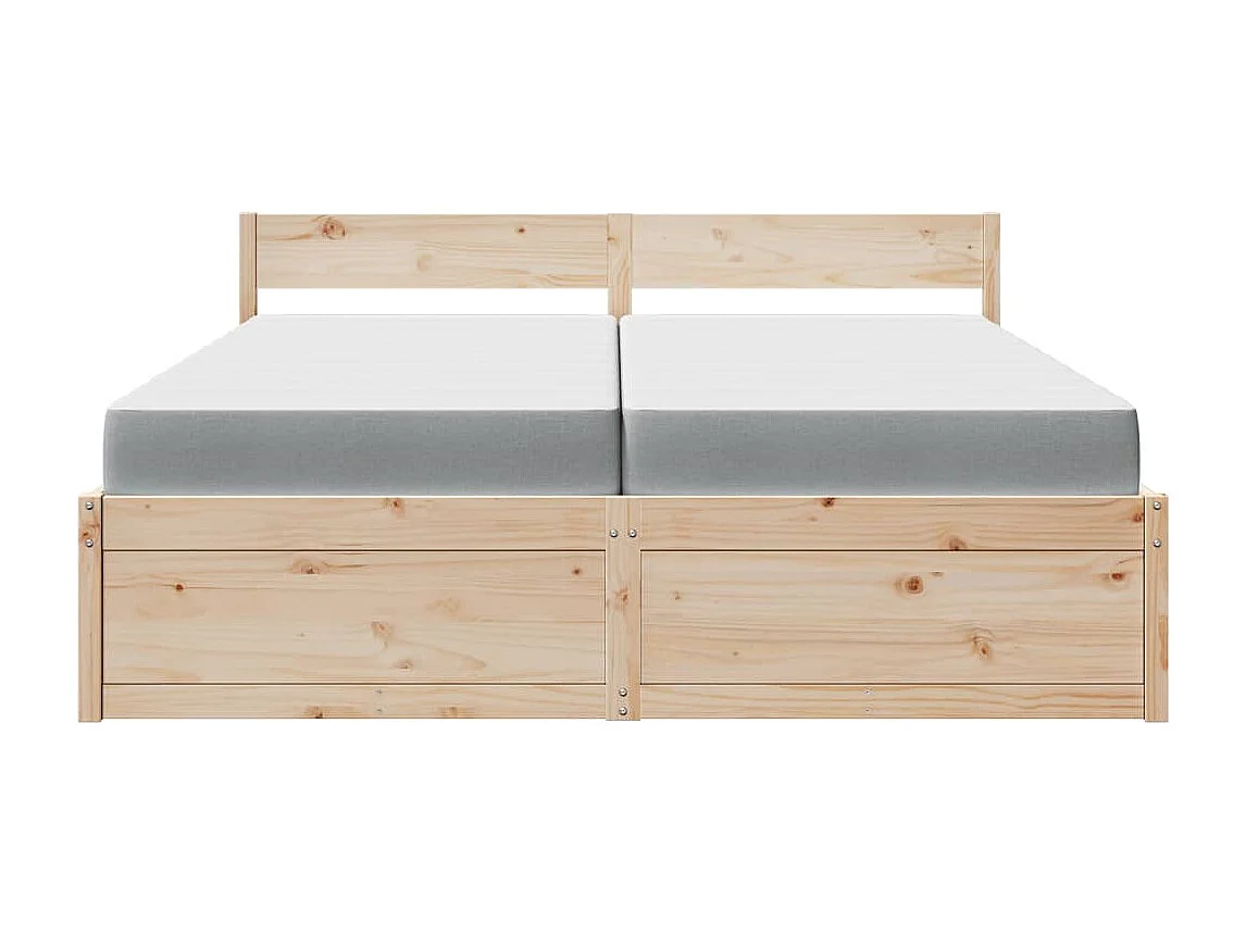 Lit avec tiroirs et matelas 200x200 cm bois massif de pin