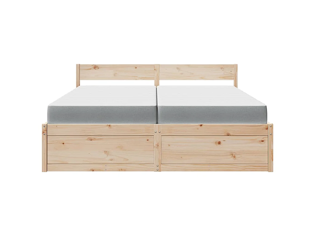 Bett mit Schubladen und Matratze 200x200 cm Massivholz Kiefer