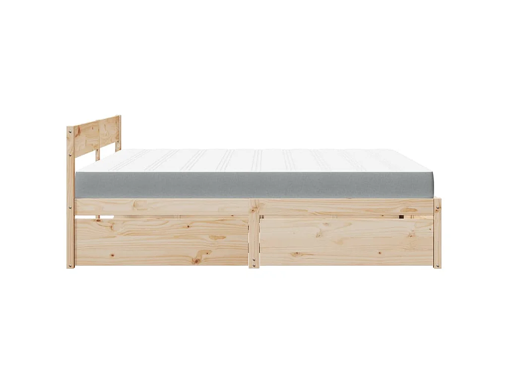 Bett mit Schubladen und Matratze 200x200 cm Massivholz Kiefer