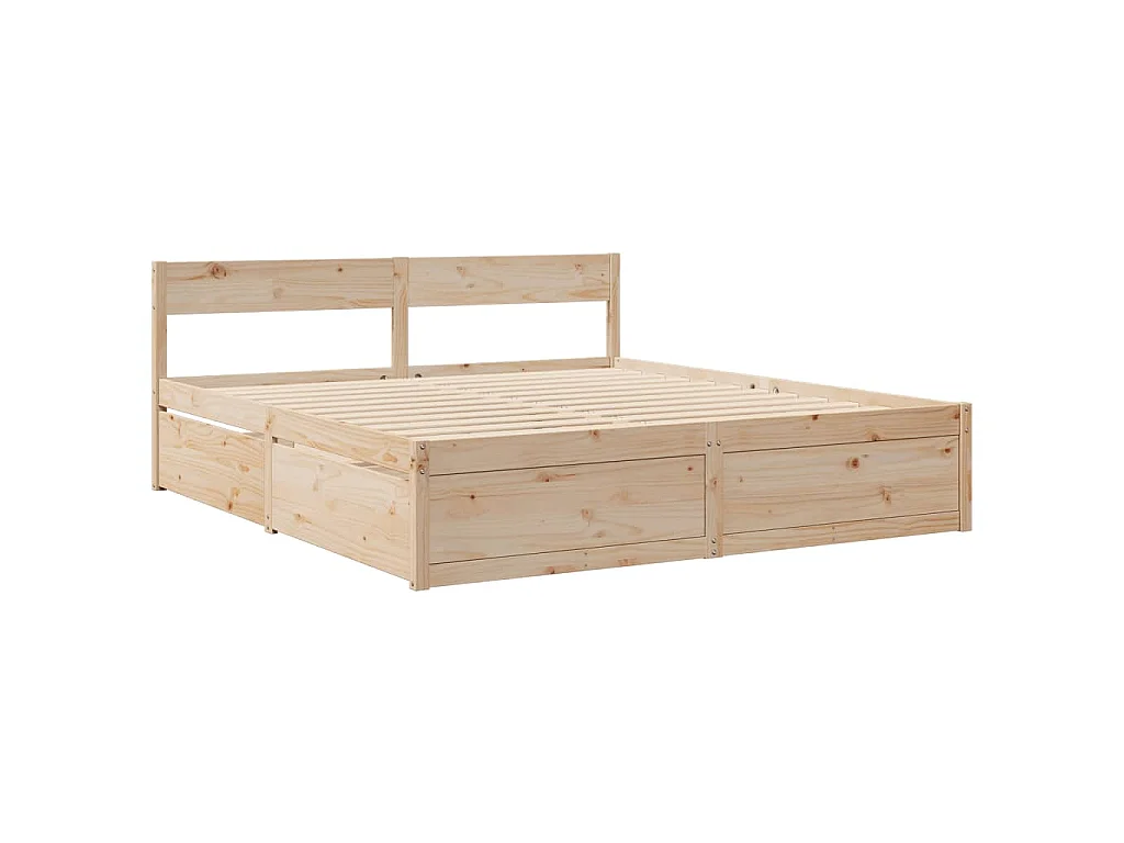 Bett mit Schubladen und Matratze 200x200 cm Massivholz Kiefer