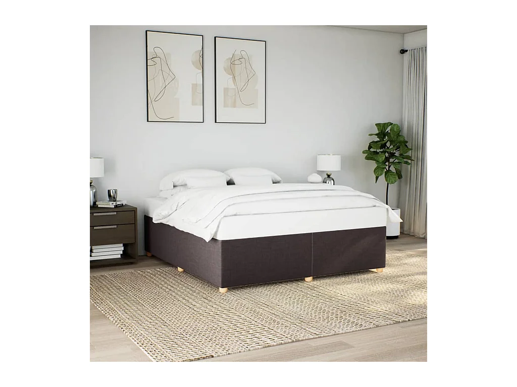 Cadre de lit sans matelas marron foncé 200x200 cm tissu