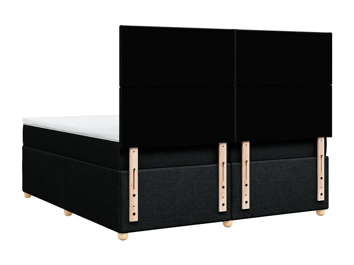 Cama box spring con colchón tela negro 200x200 cm