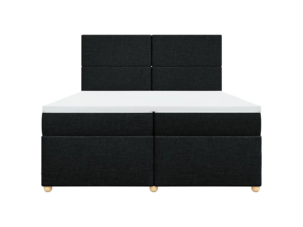 Cama box spring con colchón tela negro 200x200 cm