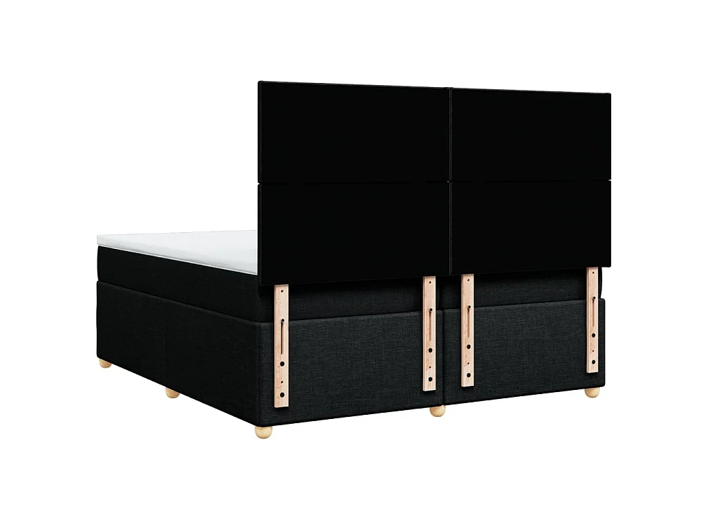 Cama box spring con colchón tela negro 200x200 cm