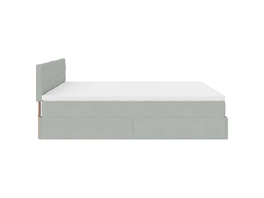 Estrutura cama otomana colchões 200x200cm veludo cinzento claro