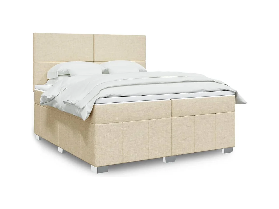 Sommier à lattes de lit avec matelas Crème 200x200 cm Tissu