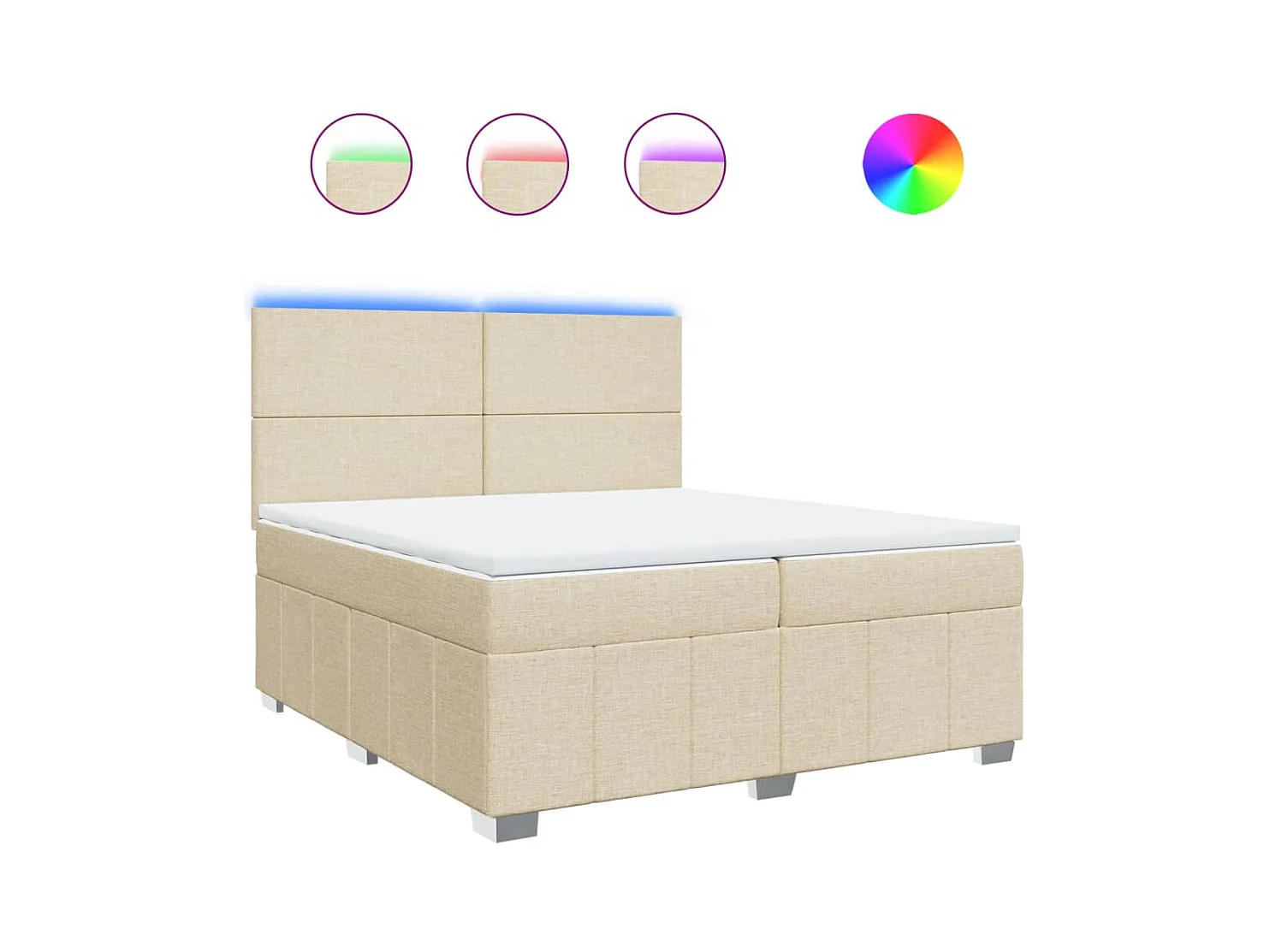 Sommier à lattes de lit avec matelas Crème 200x200 cm Tissu