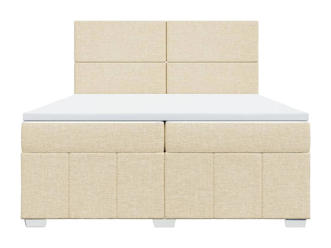 Sommier à lattes de lit avec matelas Crème 200x200 cm Tissu