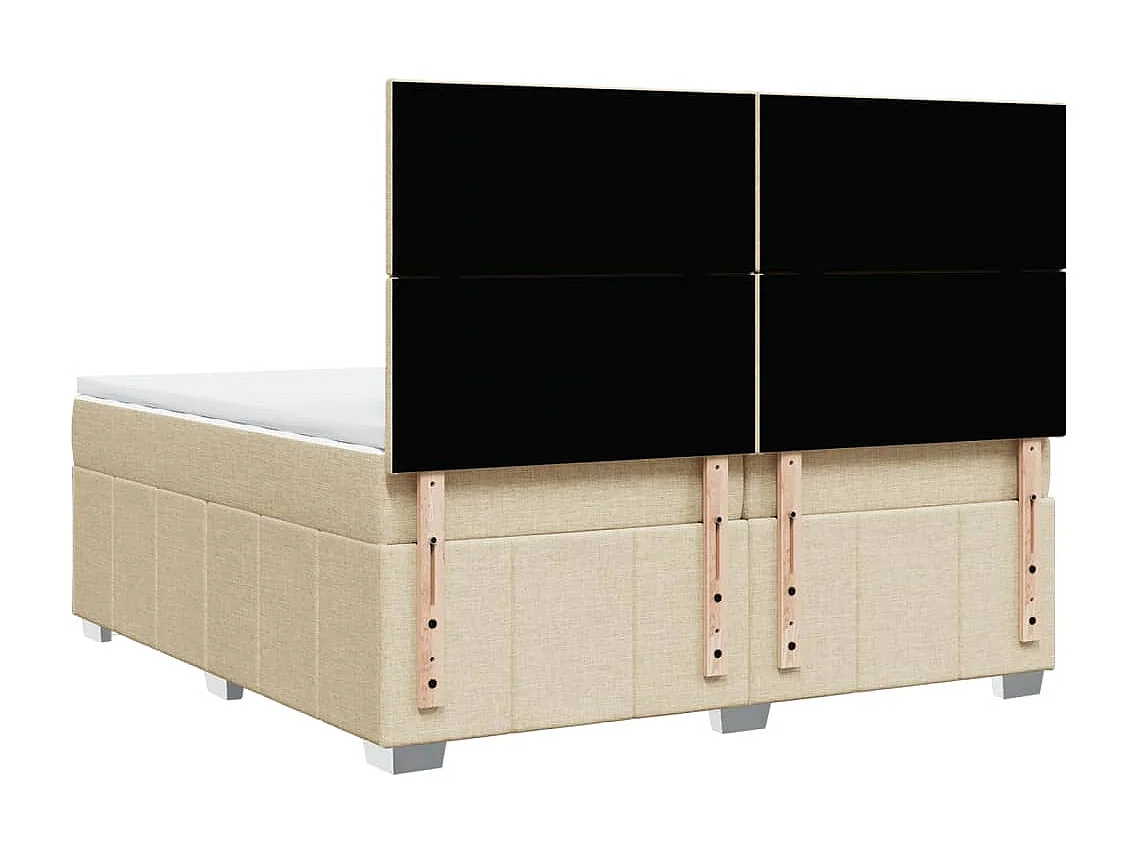 Sommier à lattes de lit avec matelas Crème 200x200 cm Tissu