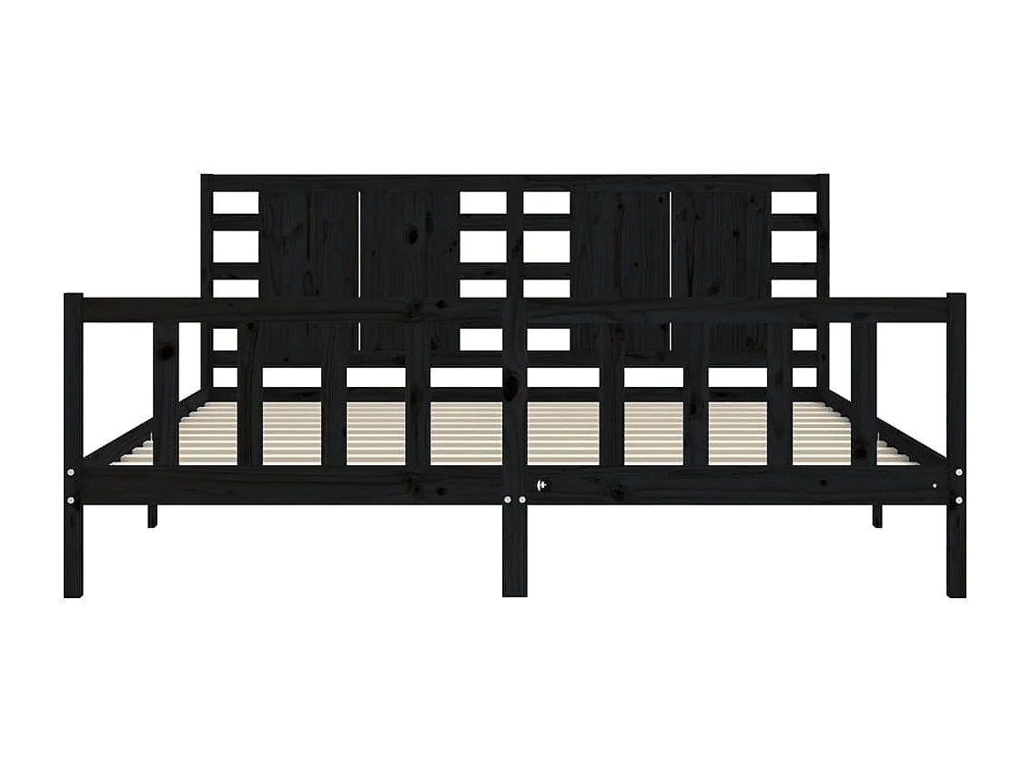 Giroletto con Testiera Nero 200x200 cm in Legno Massello