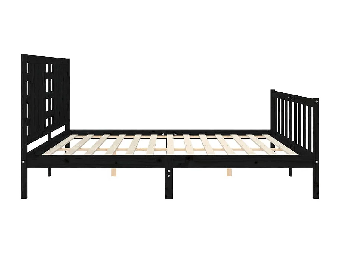 Giroletto con Testiera Nero 200x200 cm in Legno Massello