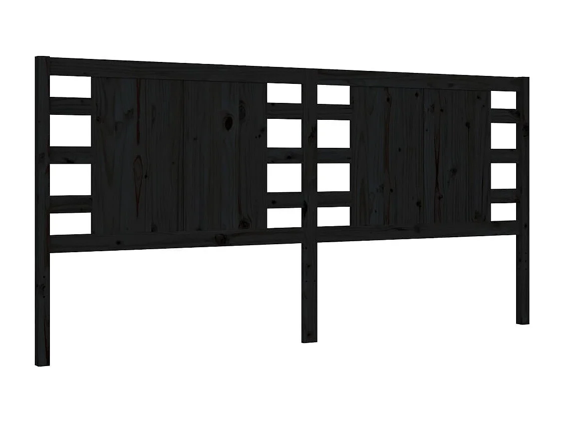 Giroletto con Testiera Nero 200x200 cm in Legno Massello