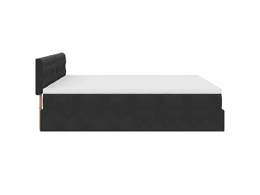 Struttura Letto Pouf con Materassi Nero 200x200 cm Velluto