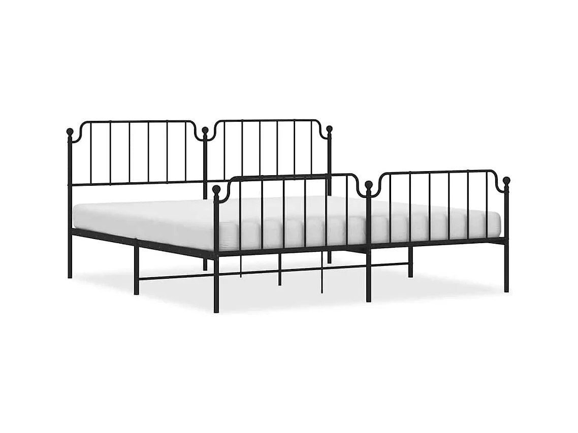 Bedframe met hoofd- en voeteneinde metaal zwart 193x203 cm